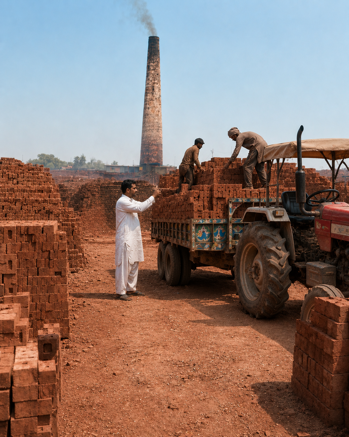 BBC1 bricks being loaded onto tractor trolley for same-day dispatch