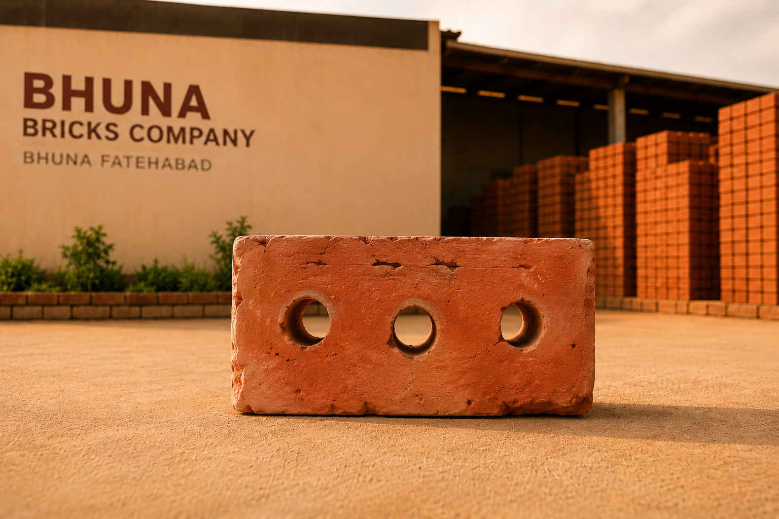 BBC1 3-hole grill brick — lightweight hollow wire-cut brick, Bhuna Bricks Company